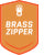 Badge indicating this product has brass zippers