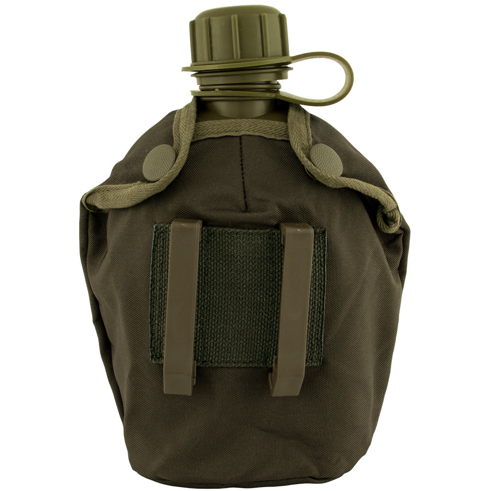 Back of Austrian Canteen with Cup and Cover showing plastic belt loops.