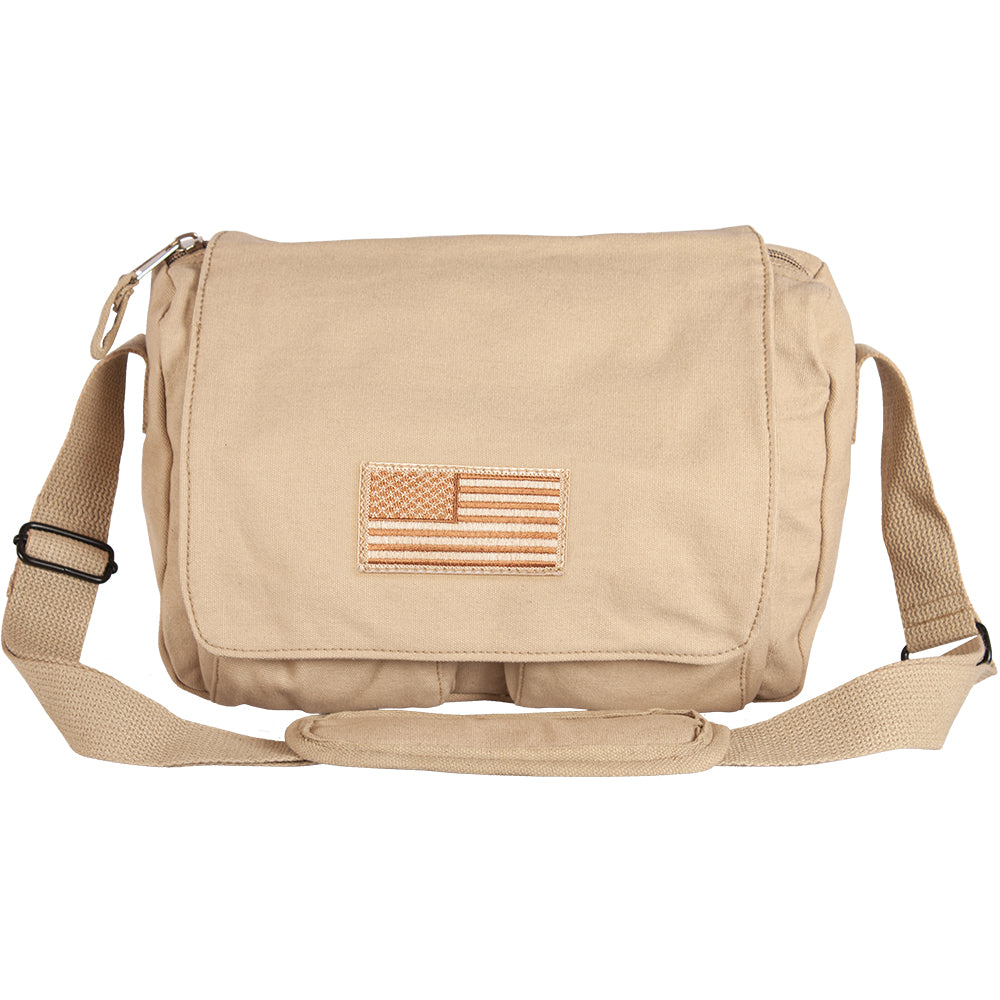 Retro Departure Shoulder Bag - Khaki U.S. Flag. 43-706.