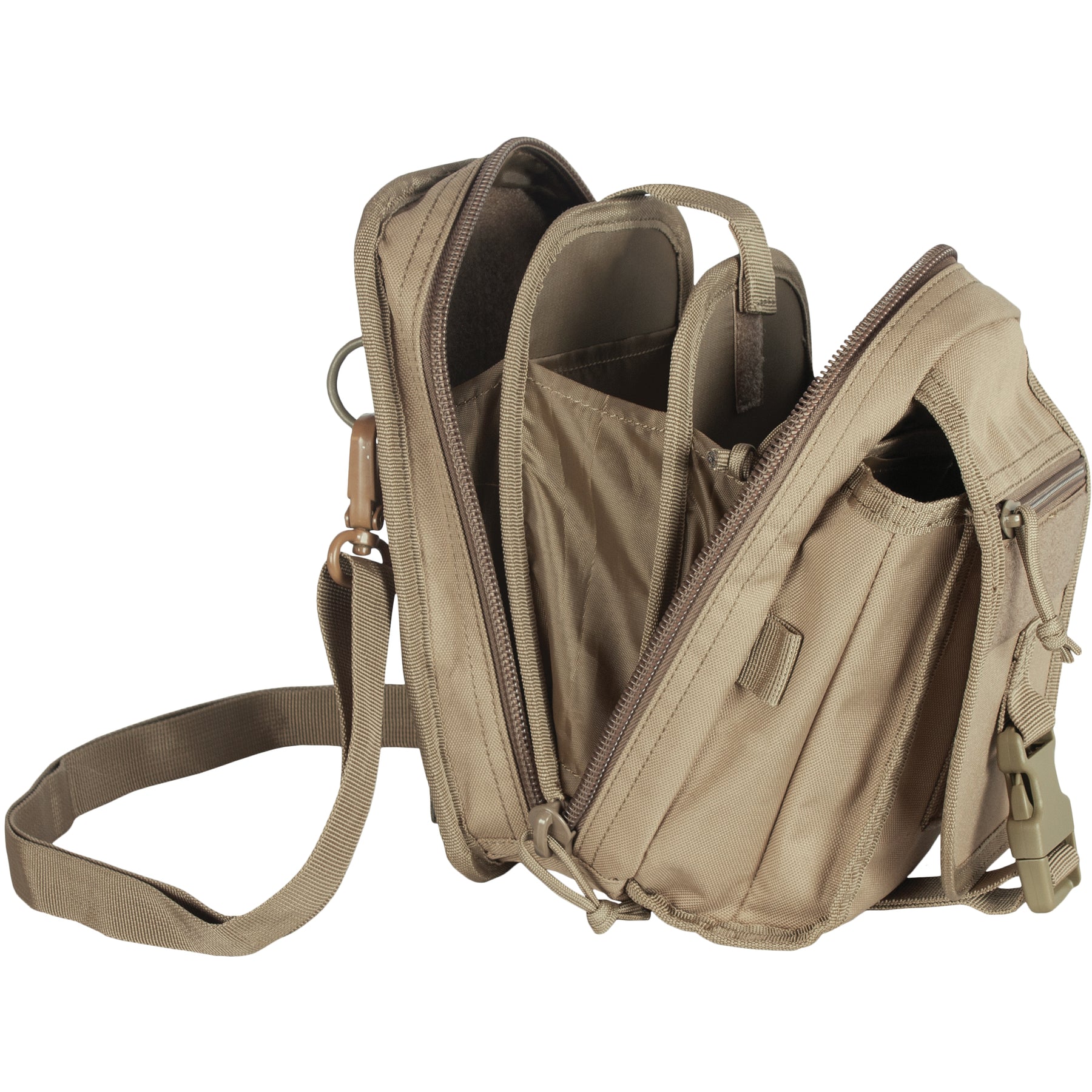 Open Jumbo Multi-Purpose Accessory Pouch showing interior dividers.