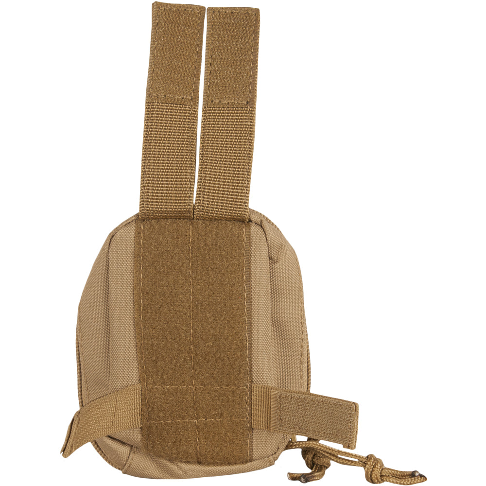 Back of Small First Responder Pouch with hook and loop straps detached from loop strips..