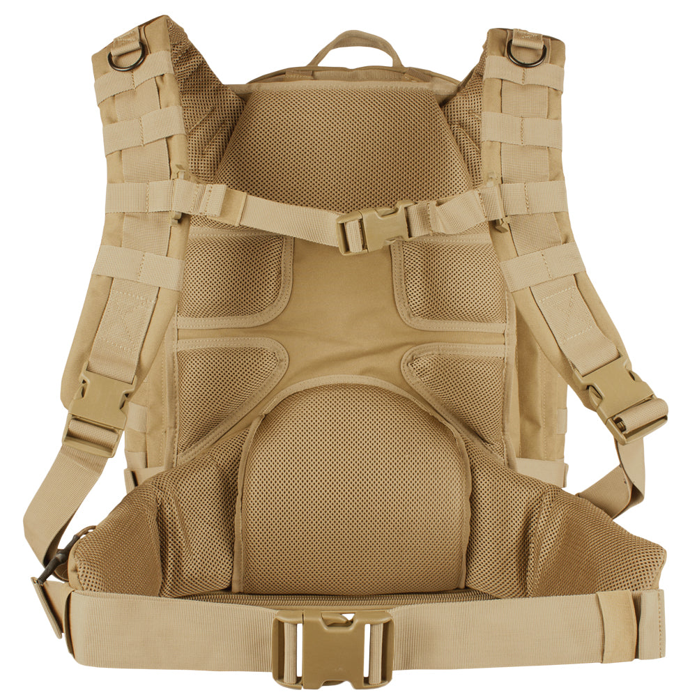 Back of Universal Rifle Pack without transport hood.