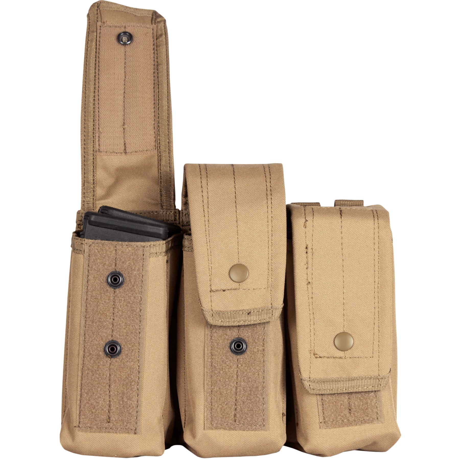 AR-15/AK-47 Triple Mag Pouch opened up with magazines inside.