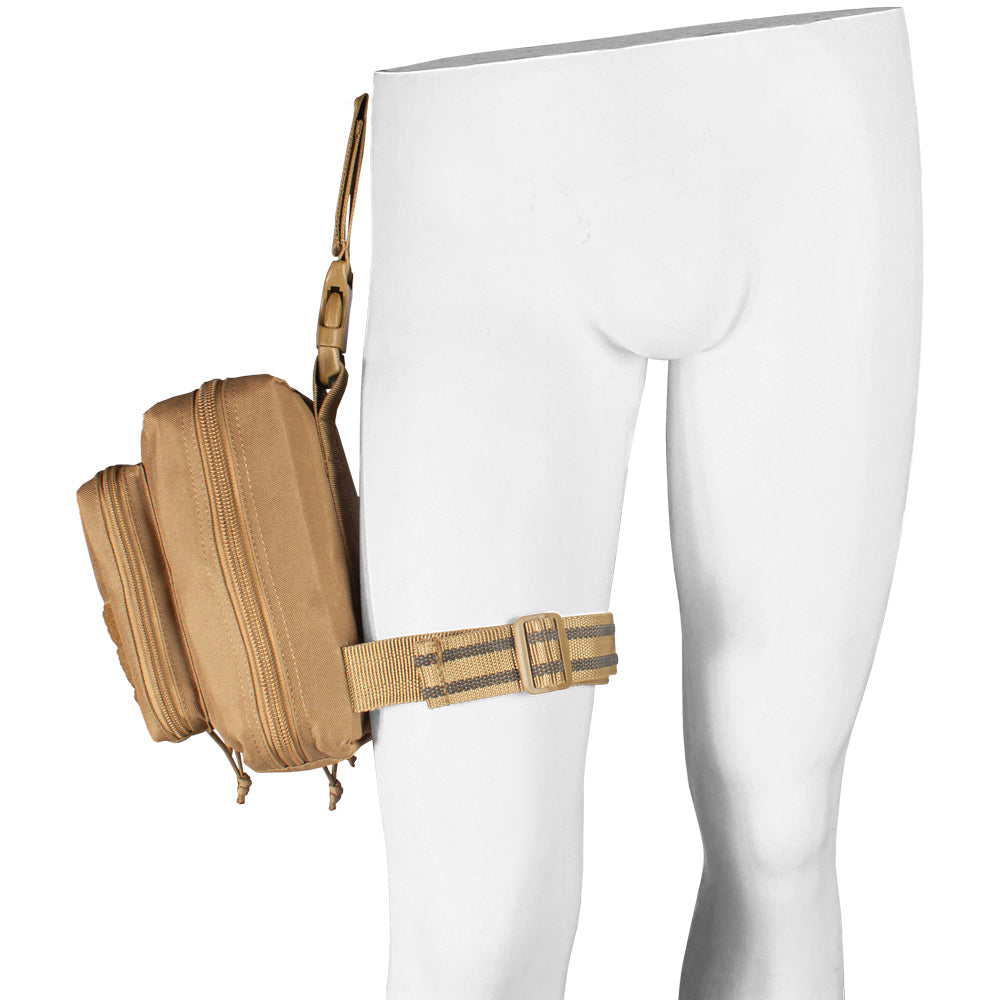 Front of Drop Leg First Responder System Pouch on a mannequin.