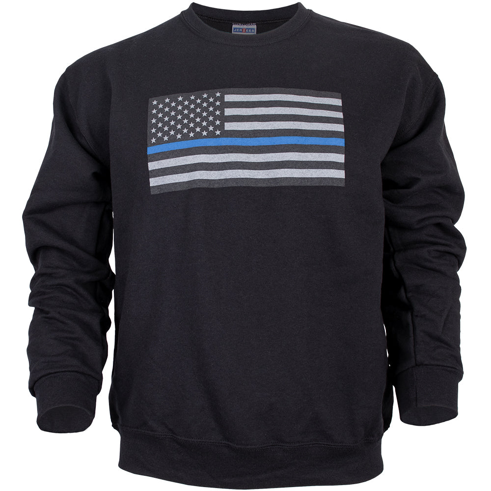 USA Flag Thin Blue Line Crewneck Sweatshirt. 64-6482 S