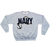 CLOSEOUT - Navy Anchor Crewneck Sweatshirt. 64-6771 S
