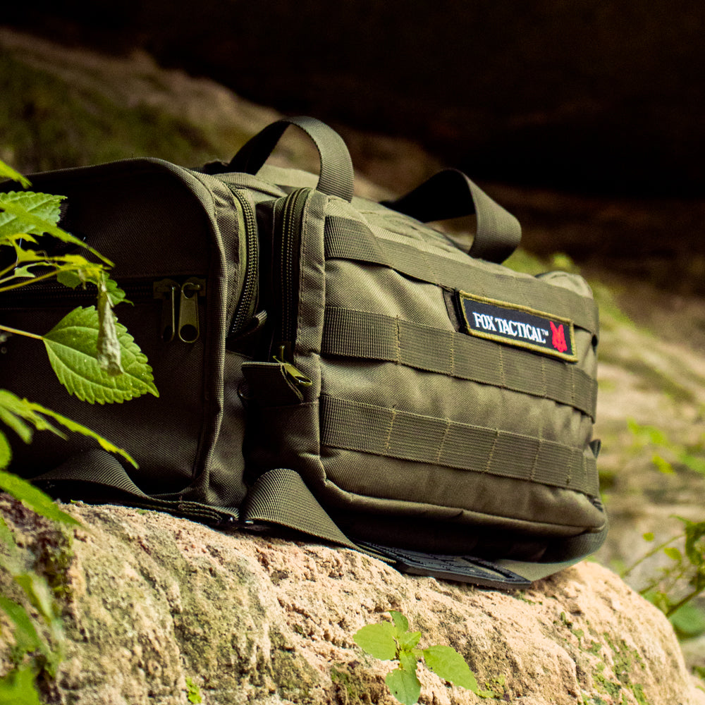 Modular Equipment Bag on top of a rock in a sandstone cave.