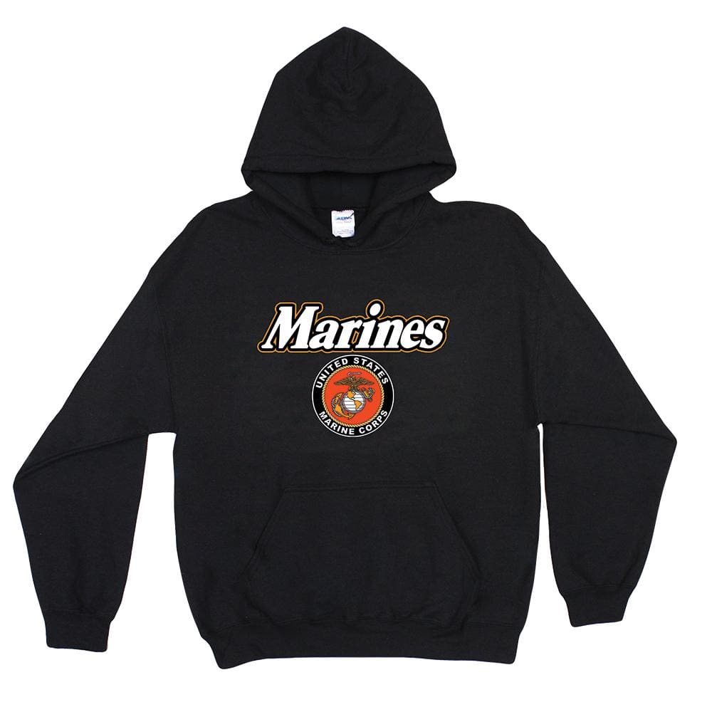 Marines Black Seal Pullover Hoodie Sweatshirt. 64-852 S