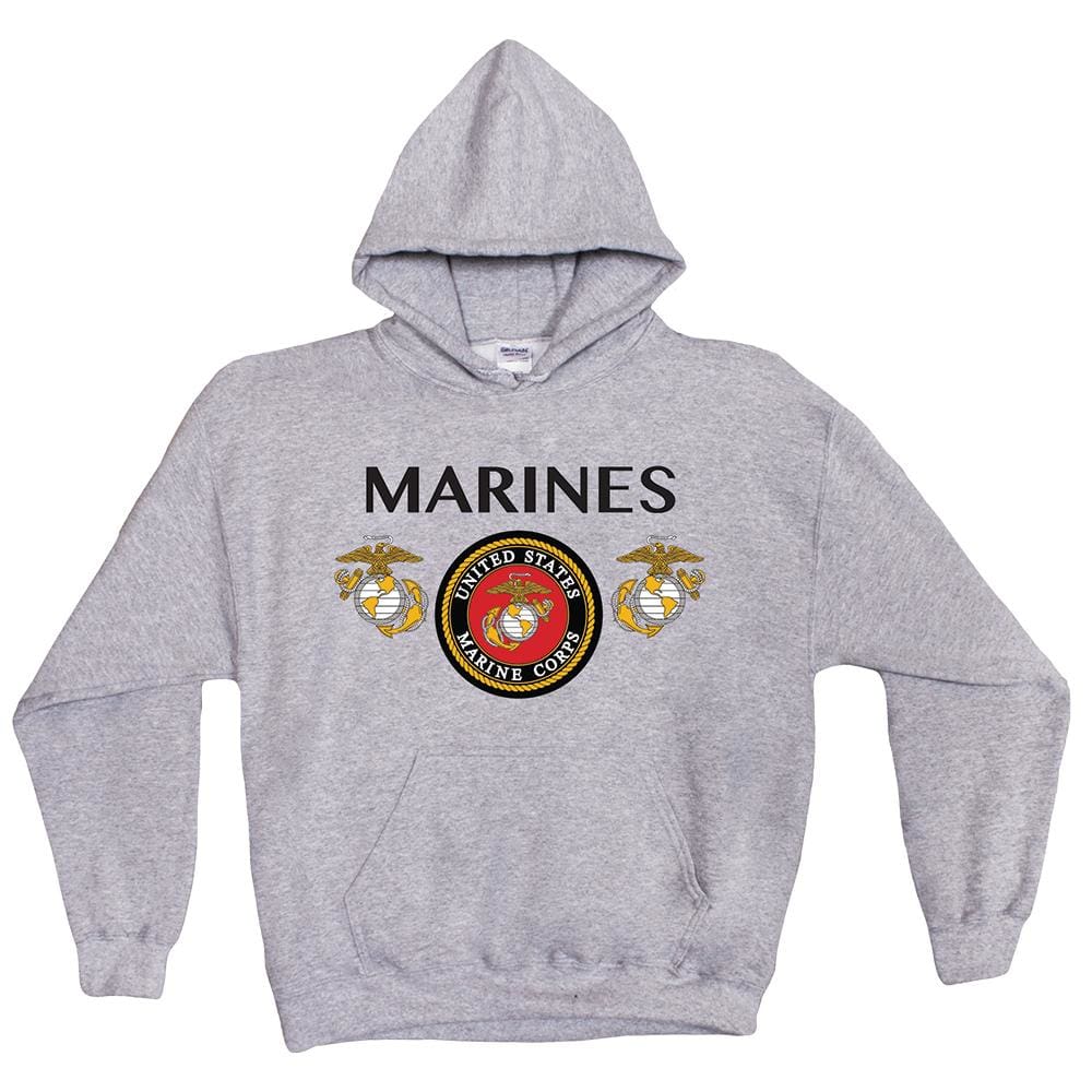 U.S. Marines Hoodie Sweatshirt Vintage Logo - Medium Grey U.S. Marines Hoodie Sweatshirt Vintage Logo - Medium Grey