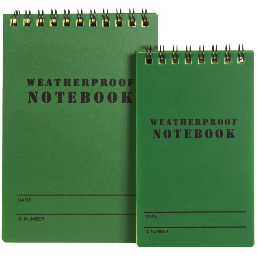 Both sizes of Military Style Weatherproof Notebook side by side.