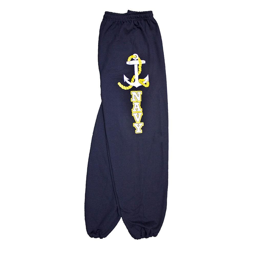 Navy White and Gold Anchor Sweatpants - Fox Outdoor