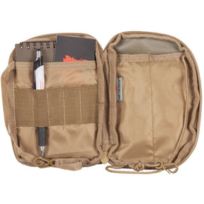 Interior of Tactical Wallet/Organizer with a Weatherproof Notebook, business card and pen inside.. 