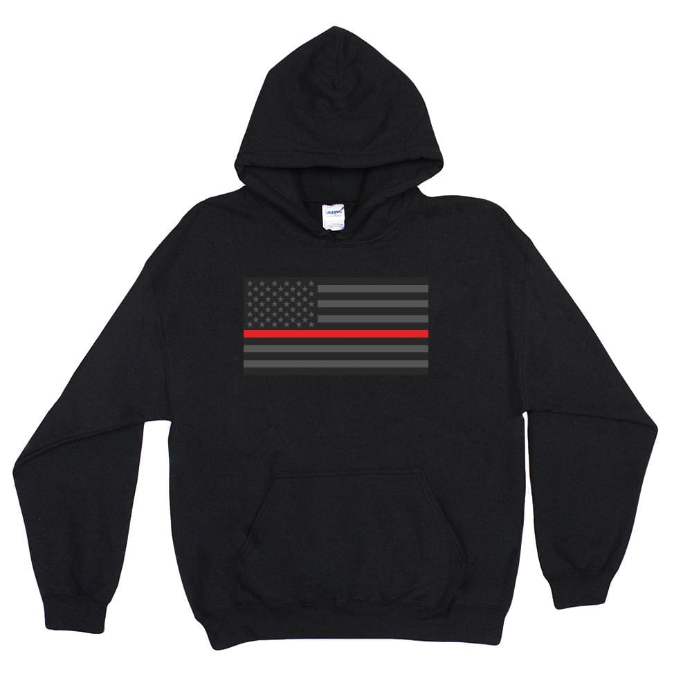 USA Flag Thin Red Line Pullover Hoodie Sweatshirt. 64-8483 S