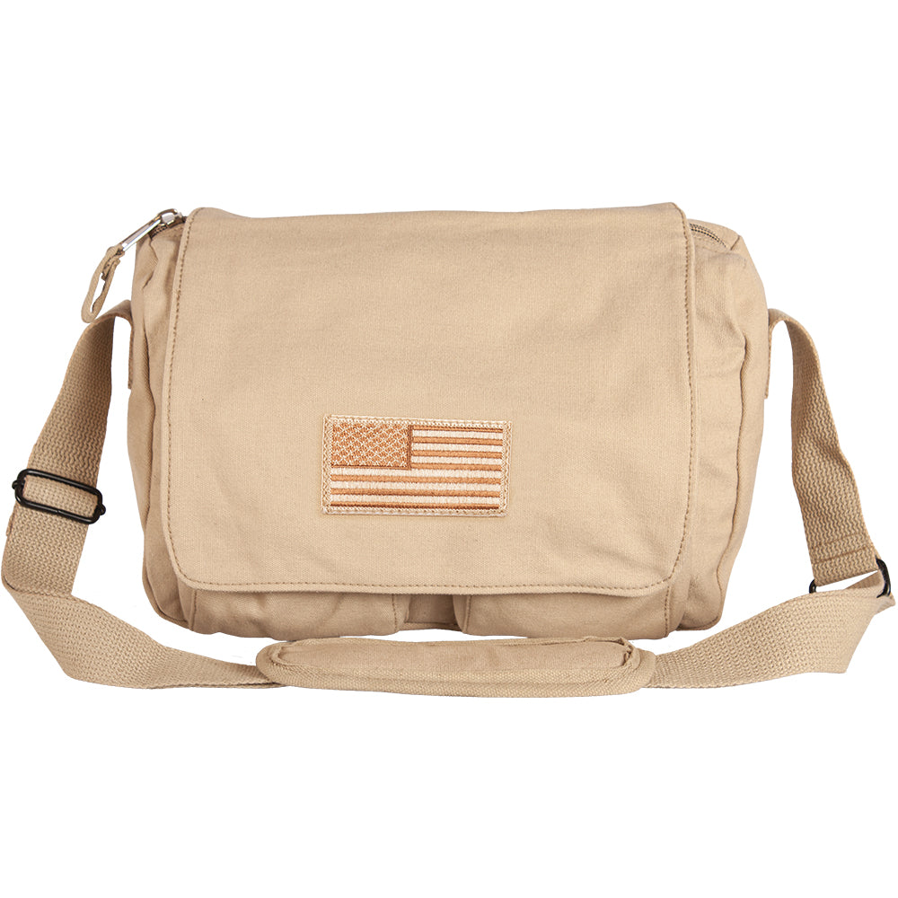 Retro Departure Shoulder Bag - Khaki U.S. Flag. 43-706. 