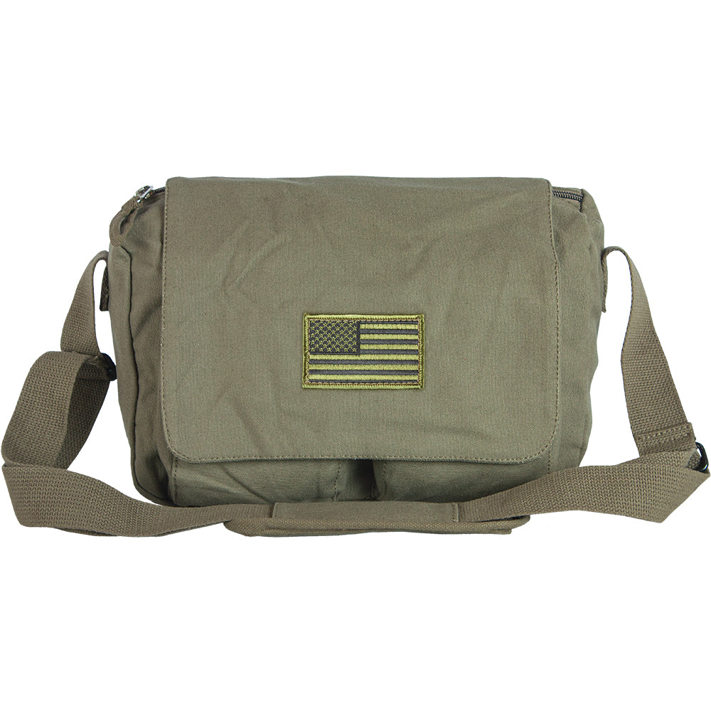 Retro Departure Shoulder Bag - Olive Drab U.S. Flag. 43-702.