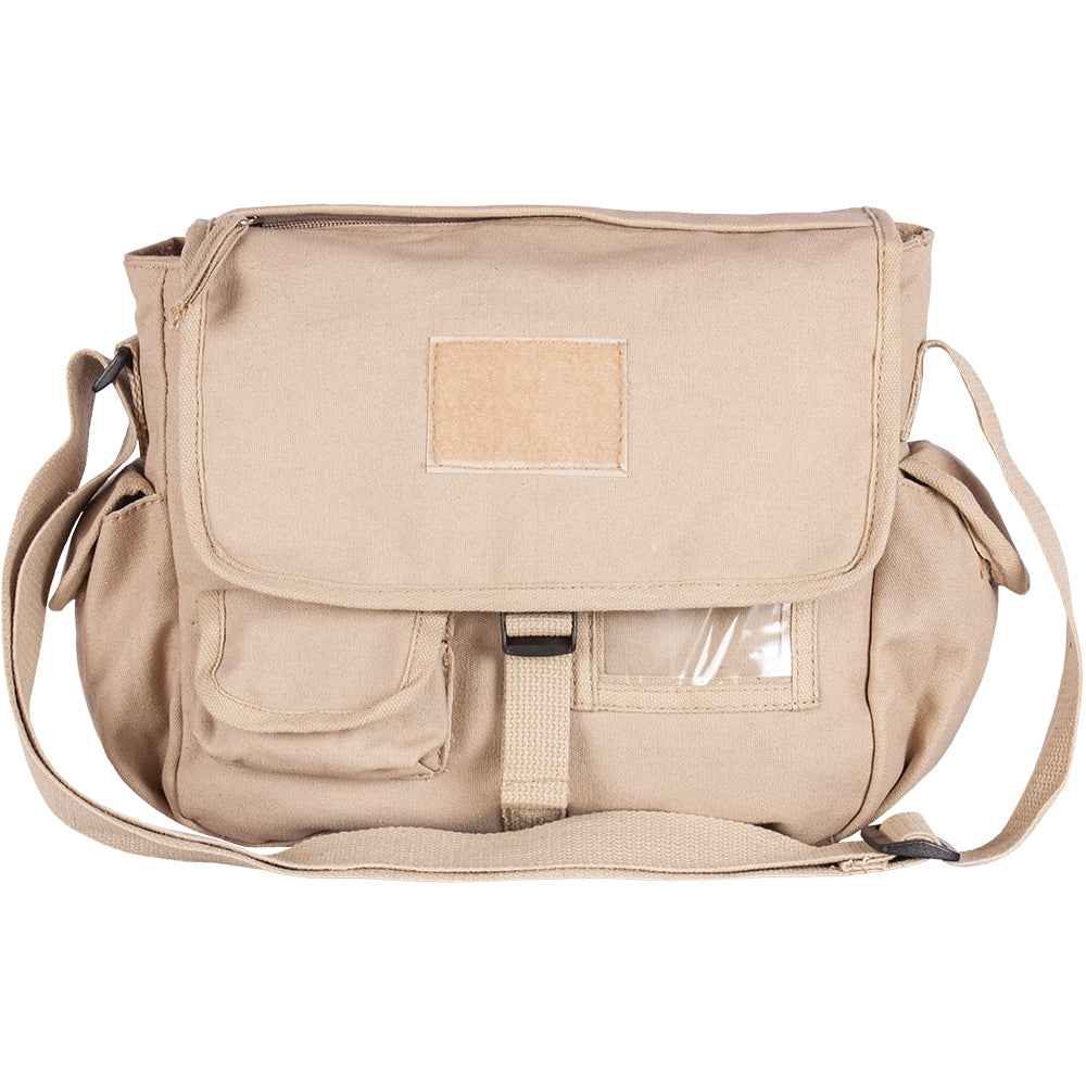 Retro Messenger Bag - Plain Khaki. 43-075.