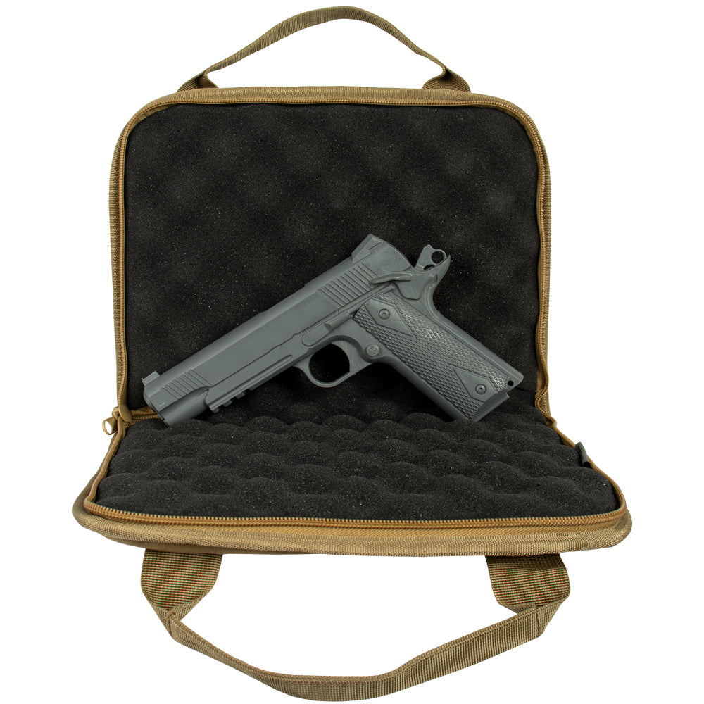 Interiror of Tactical Pistol Case with prop pistol inside. 
