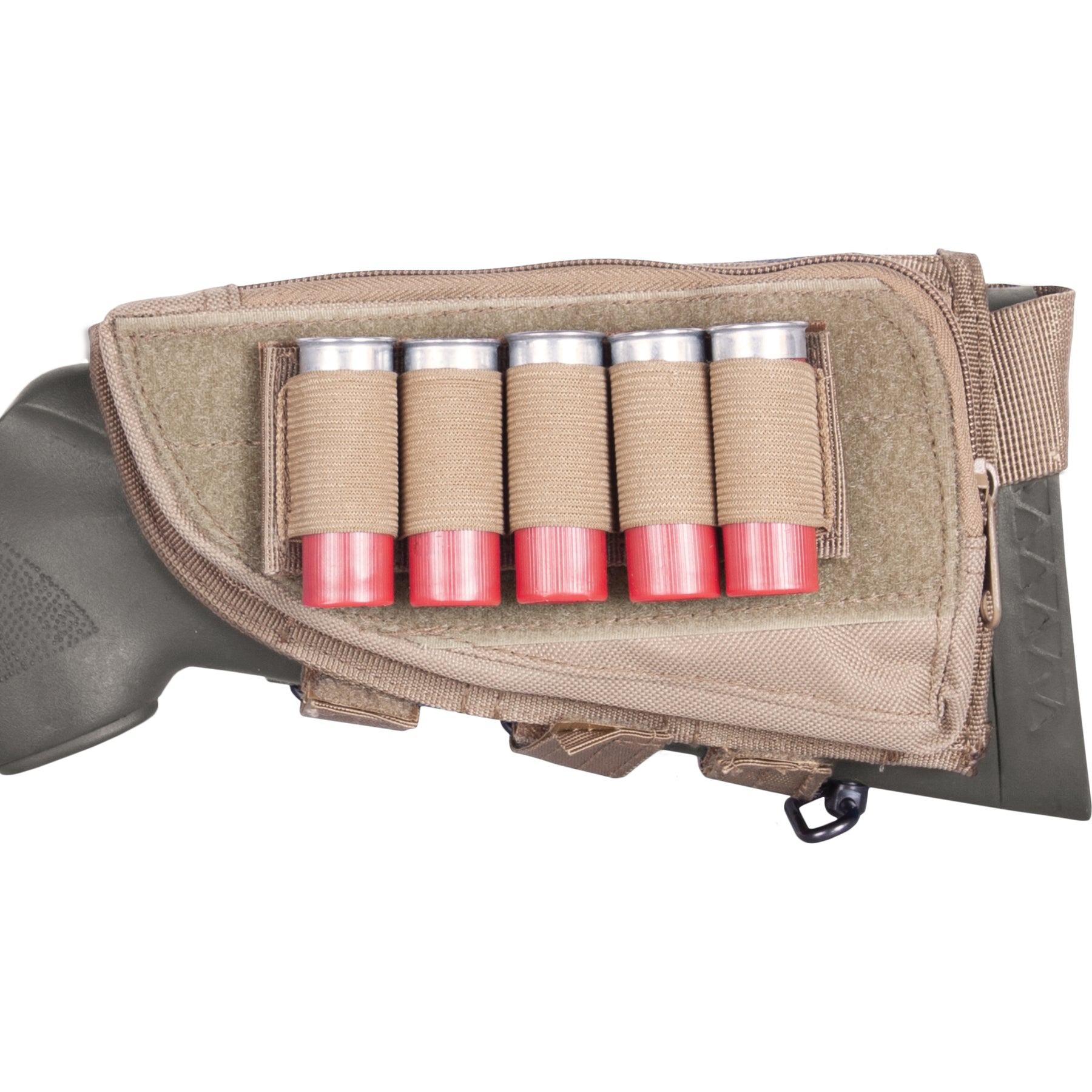 WAYNE'S DOG Leather Buttstock Cheek Rest With 20 Gauge Shotgun Shell Holder - Handmade