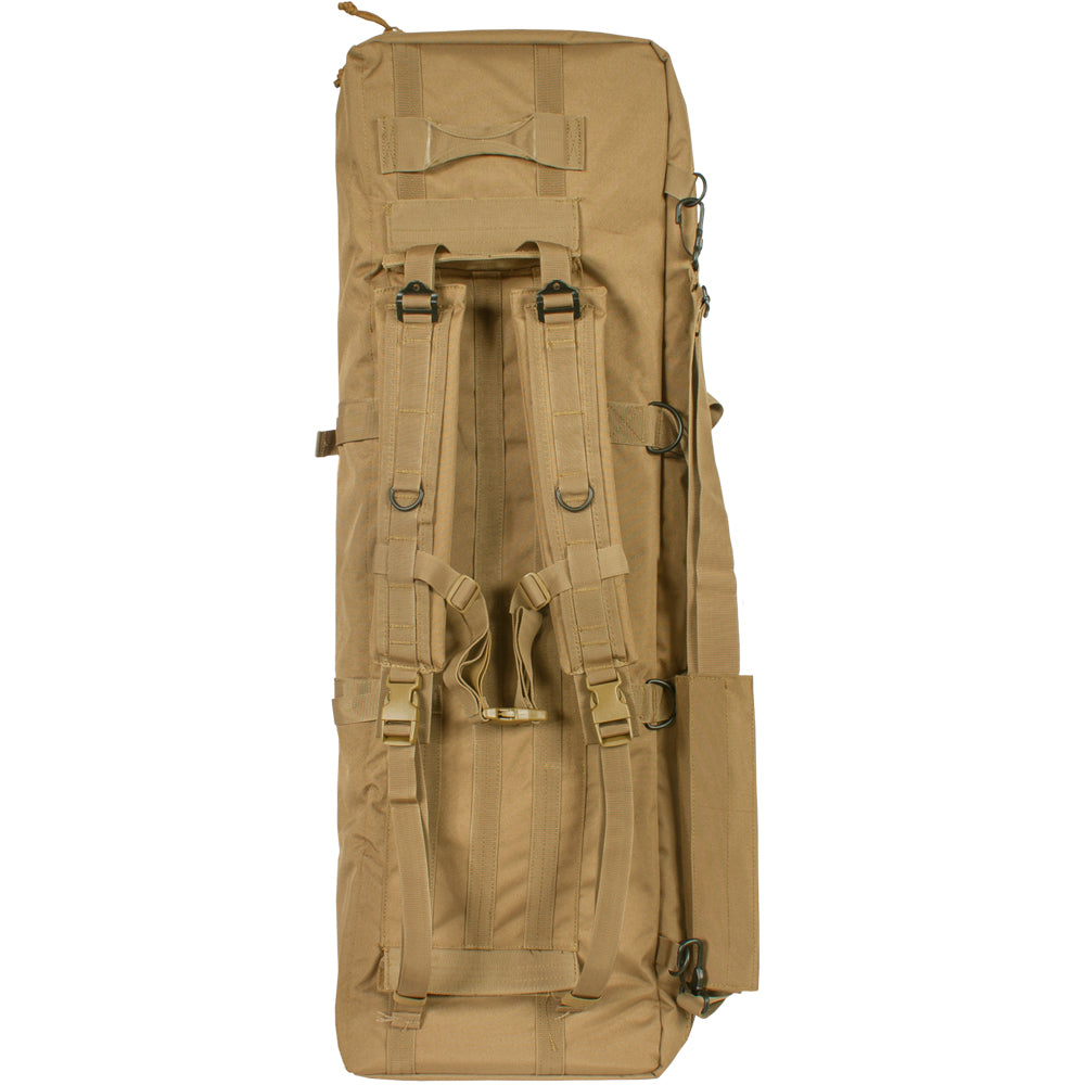 Back of Dual Combat Case showcasing backpack straps. 