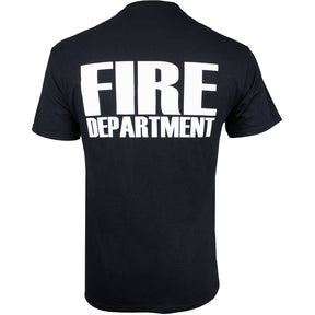 Back of Fire Dept Logo Two Sided T-Shirt. 