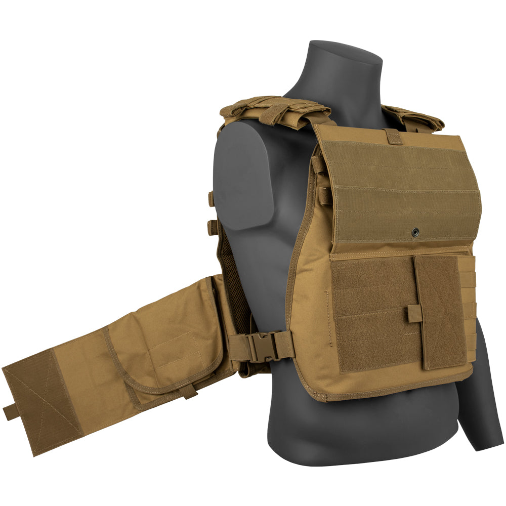 Big & Tall Vital Plate Carrier Vest with one side strap open showing the interior pocket.