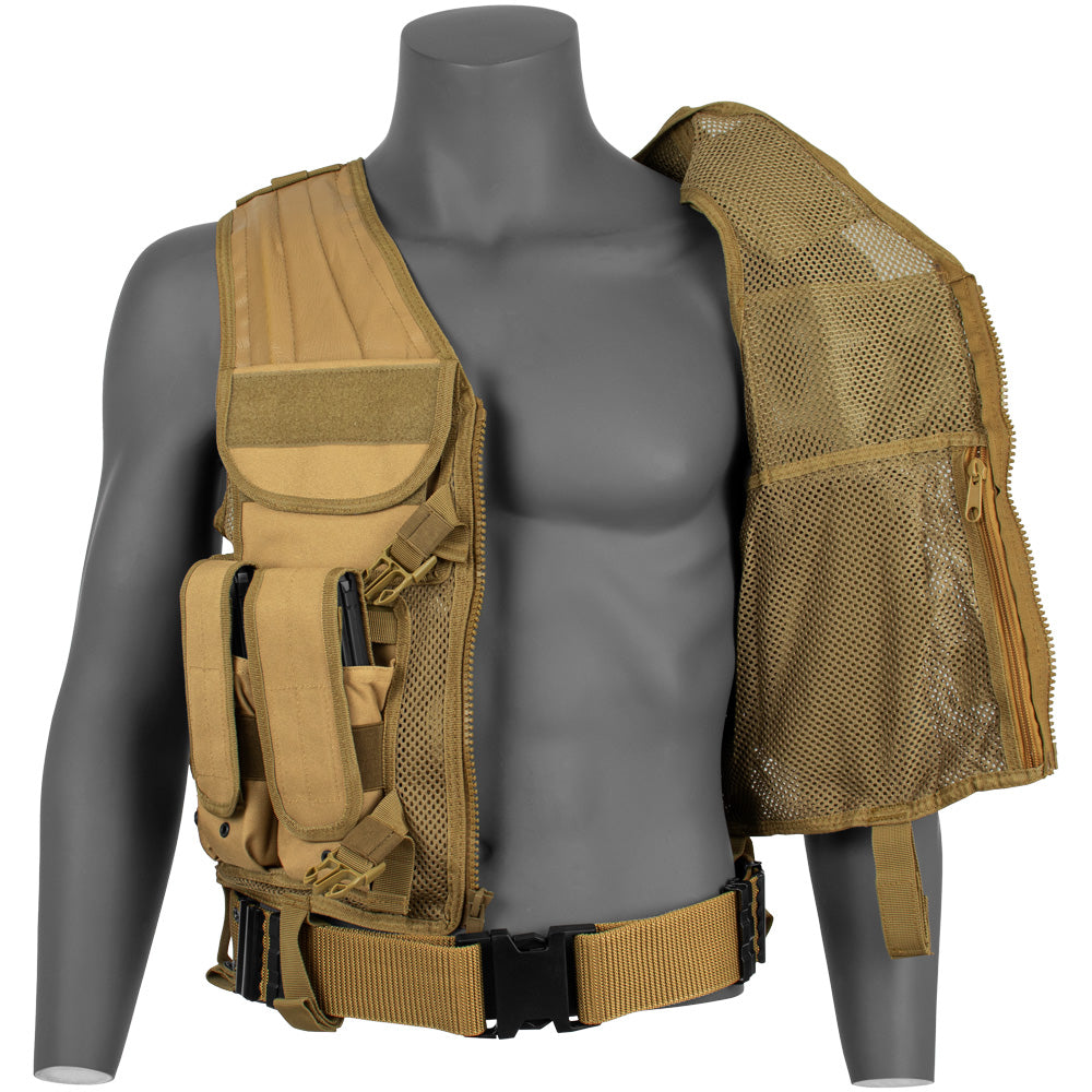 Big and Tall MACH-1 Tactical Vest open showing inner mesh pocket.