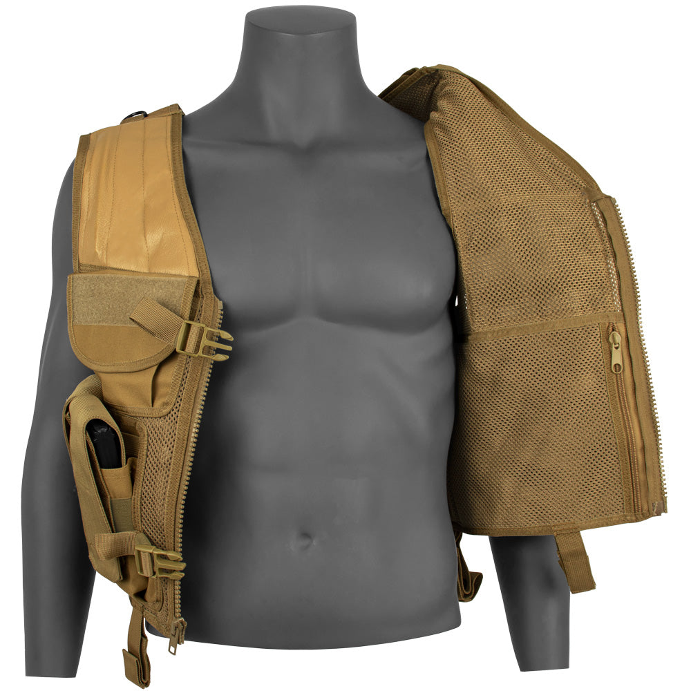 Big and Tall Assault Cross Draw Vest open showing inner mesh pocket.
