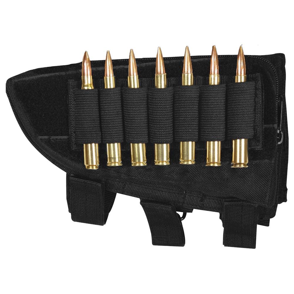 Tactical Rifle Buttstock Cheek Rest With Ammo Cartridge Carrier – Nylon, 7.1x5.9 Inches