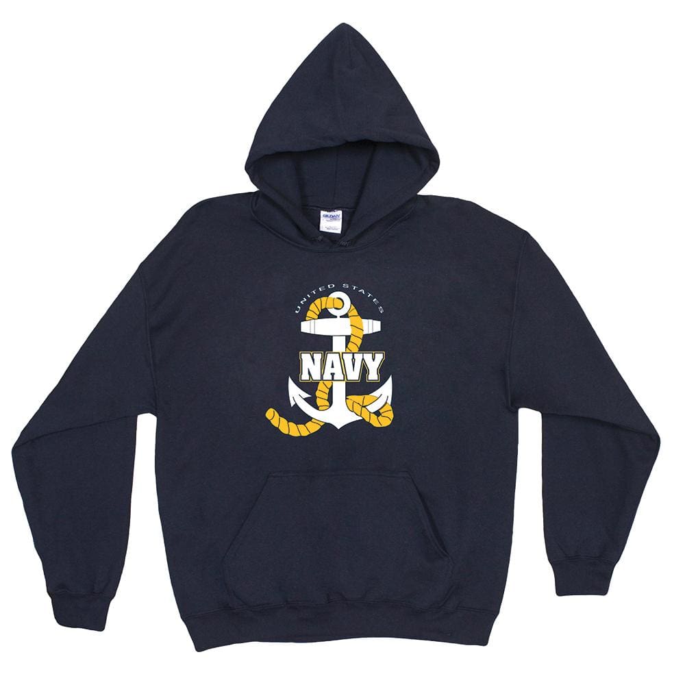 Navy Anchor Pullover Hoodie Sweatshirt. 64-862 S