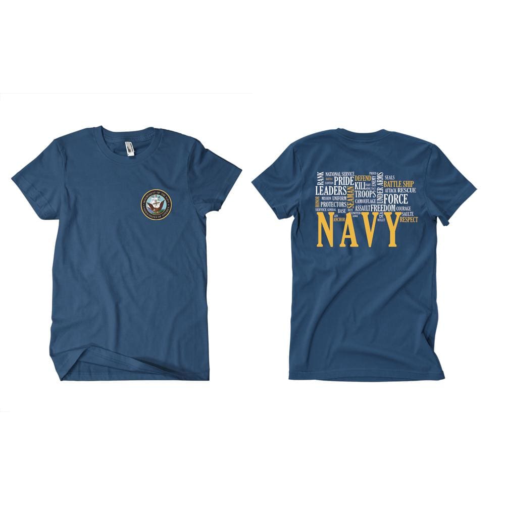 Navy Words Two-Sided T-Shirt. 63-4021 S