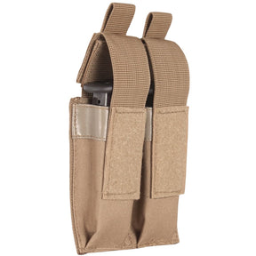 Quarter angle of Dual Pistol Quick Deploy Mag Pouch. 