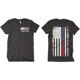 Vintage Flag Blue & Red Line Two-Sided T-Shirt. 63-4836 S