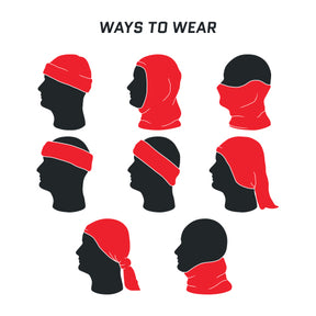 Infographic featuring eight different ways to wear Versatile Gaiter Tube.